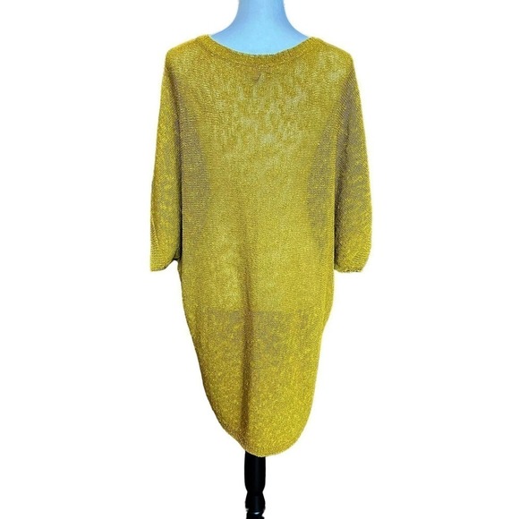 Eileen Fisher Linen Blend V Neck High Low Short Dolman Sleeve Top Green Size M - Picture 3 of 9